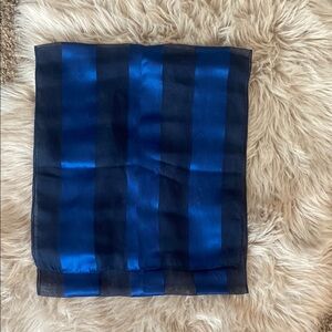 Elegant Blue and Black Striped Scarf